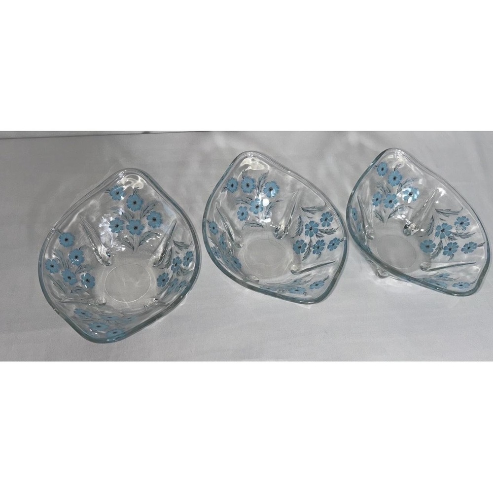 VTG Anchor Hocking Swedish Modern Serving Bowls MCM Pressed Glass Floral